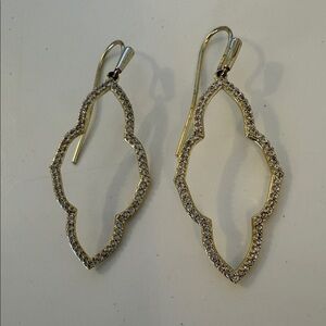 Kendra Scott Abbie Gold Small Open Frame Earrings in White Crystal